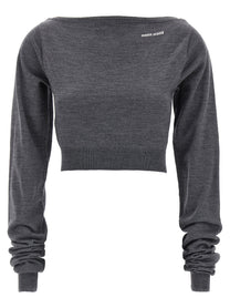 Miu Miu Cropped Knit Top Grey