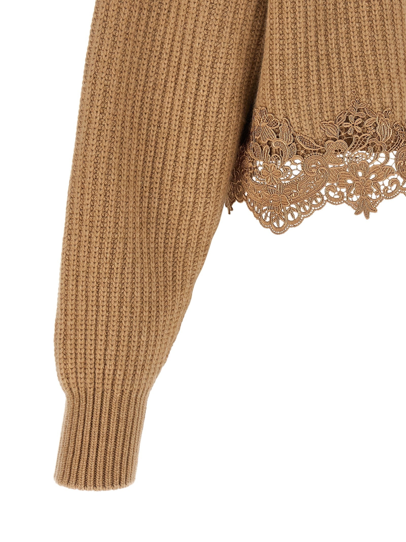 Chloé Cropped Lace Sweater Beige