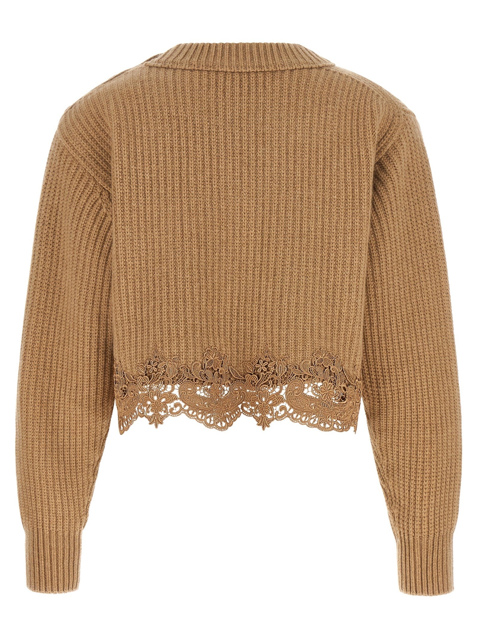 Chloé Cropped Lace Sweater Beige