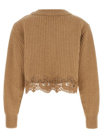 Chloé Cropped Lace Sweater Beige