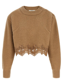 Chloé Cropped Lace Sweater Beige