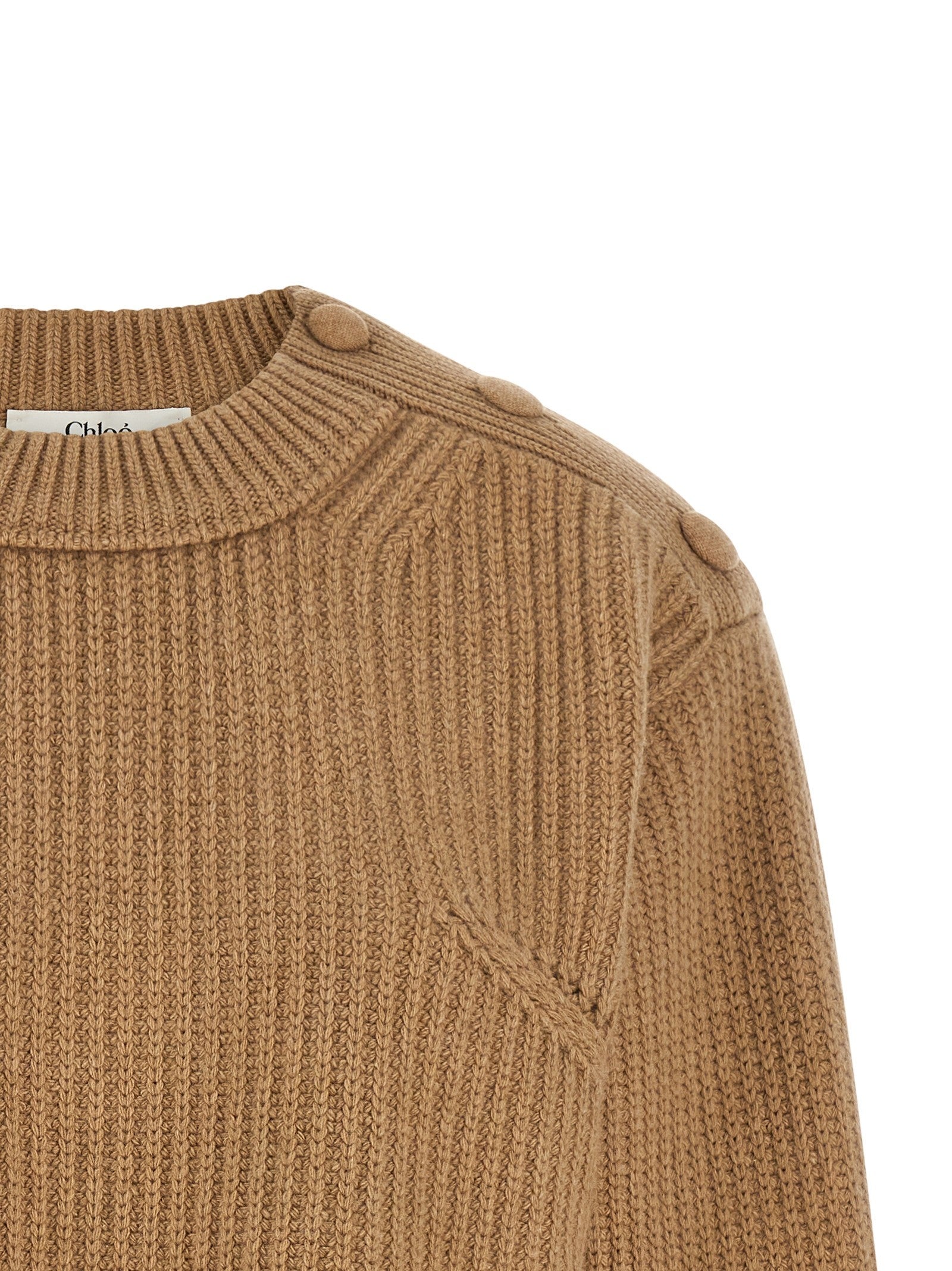 Chloé Cropped Lace Sweater Beige