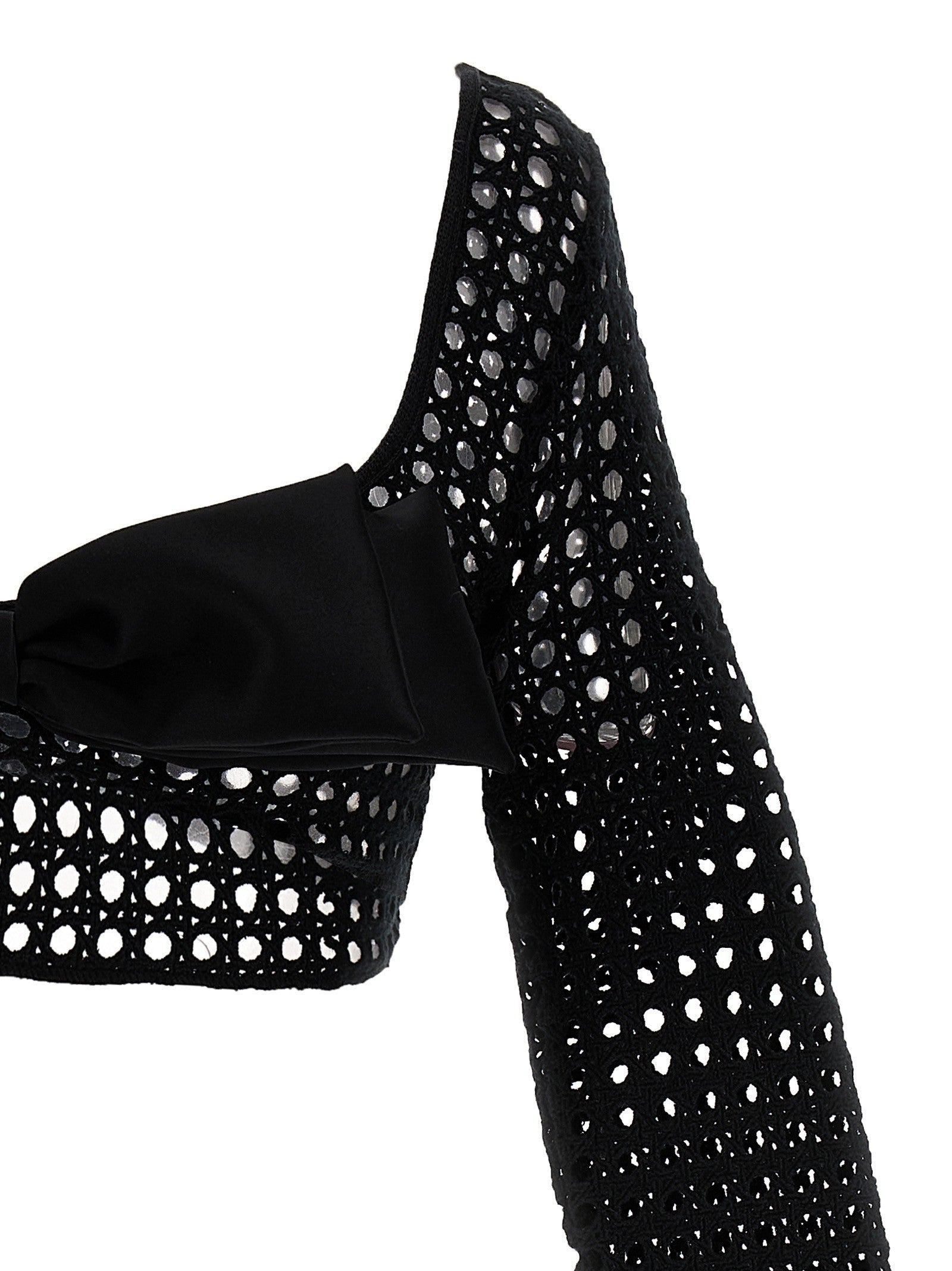Giambattista Valli Cropped Macramé Bow Top Black