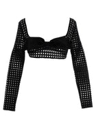 Giambattista Valli Cropped Macramé Bow Top Black