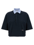 Stella McCartney Cropped Piquet Polo Blue