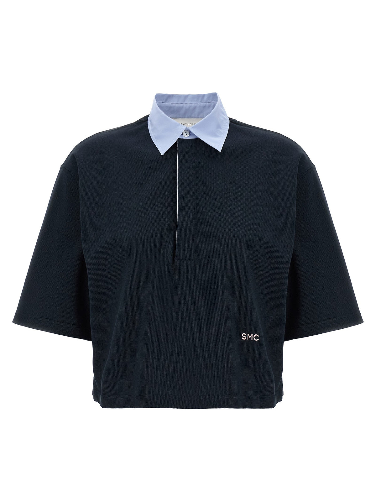 Stella McCartney Cropped Piquet Polo Blue