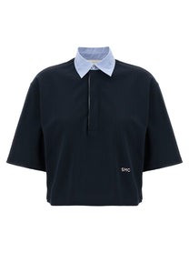 Stella McCartney Cropped Piquet Polo Blue