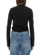 courrèges Women's Cropped Polo Shirt Twist Black, view 3