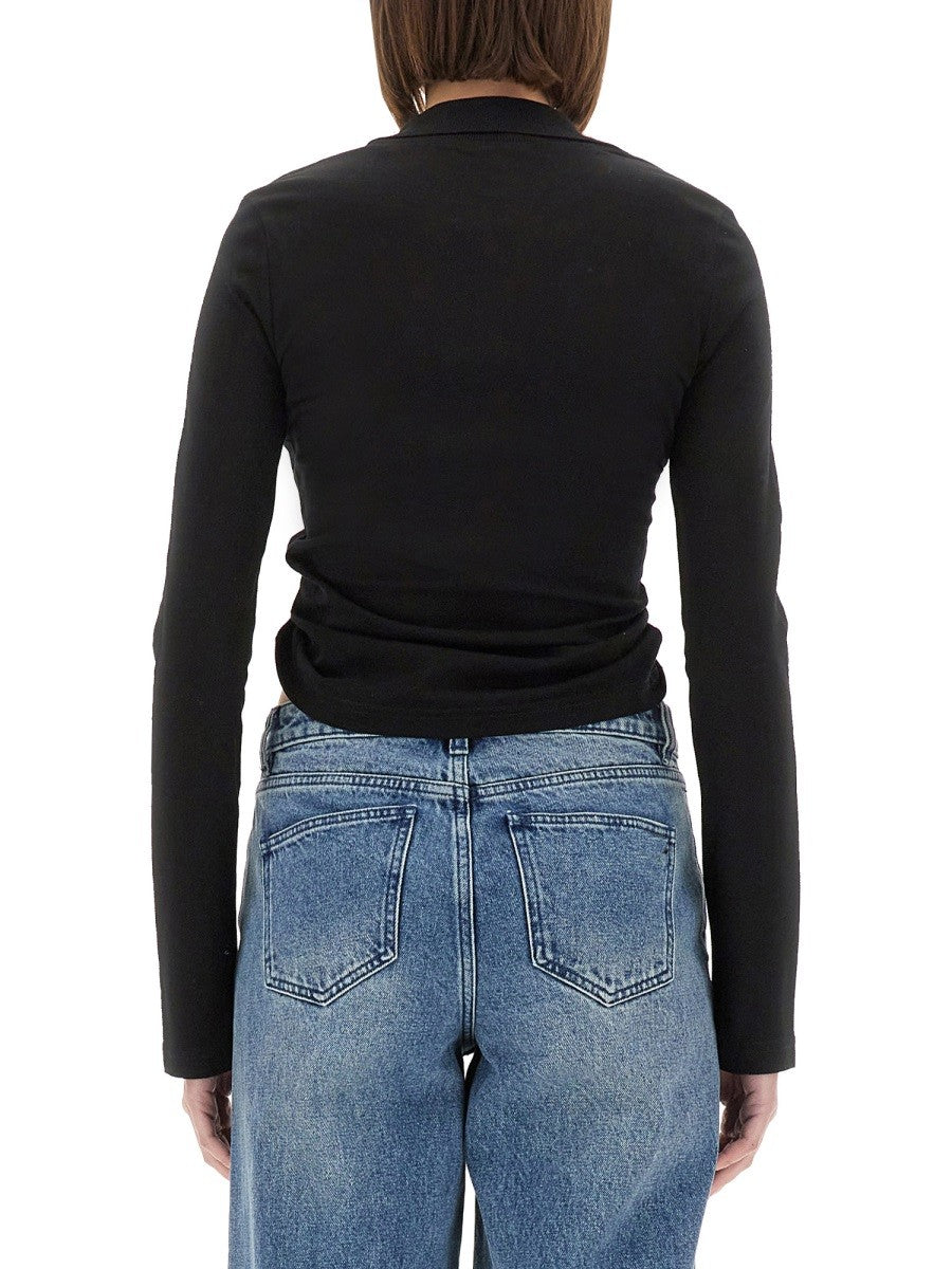 courrèges Women's Cropped Polo Shirt Twist Black, view 3