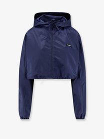 Miu Miu Women's Cropped Recycled Nylon Jacket Blue