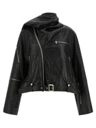 Rick Owens Cropped Scarf Flight Jacket Black