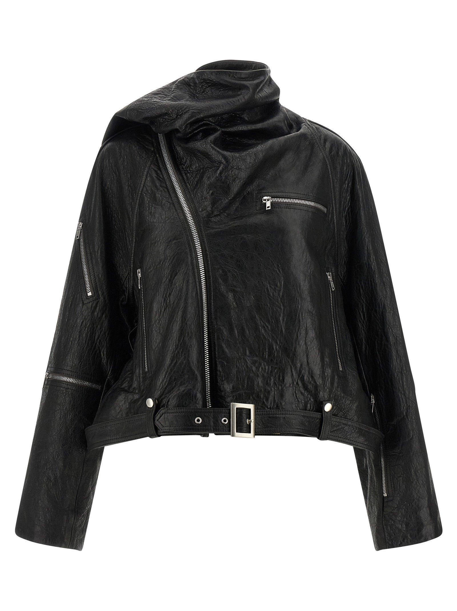 Rick Owens Cropped Scarf Flight Jacket Black