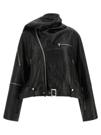 Rick Owens Cropped Scarf Flight Jacket Black