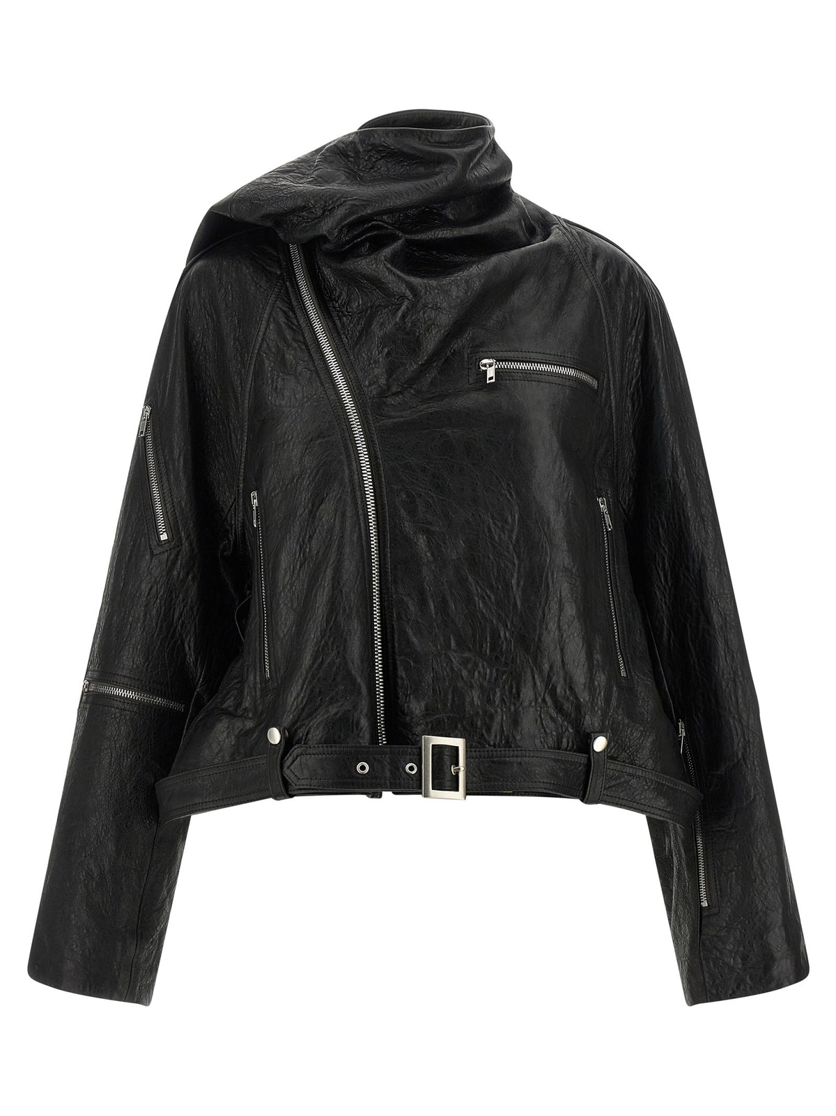 Rick Owens Cropped Scarf Flight Jacket Black