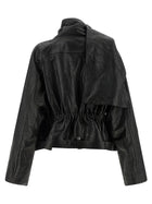 Rick Owens Cropped Scarf Flight Jacket Black, view 3