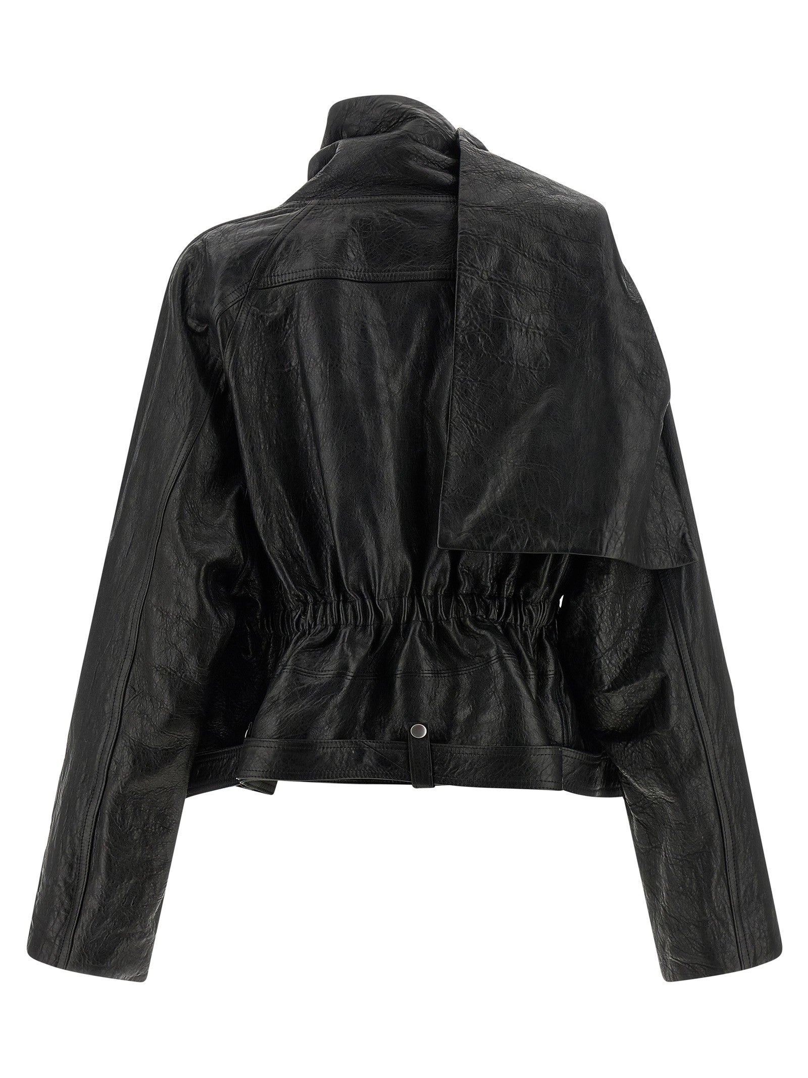 Rick Owens Cropped Scarf Flight Jacket Black