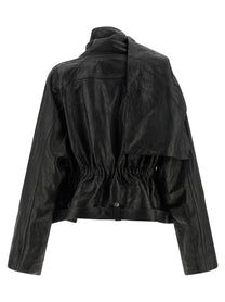 Rick Owens Cropped Scarf Flight Jacket Black