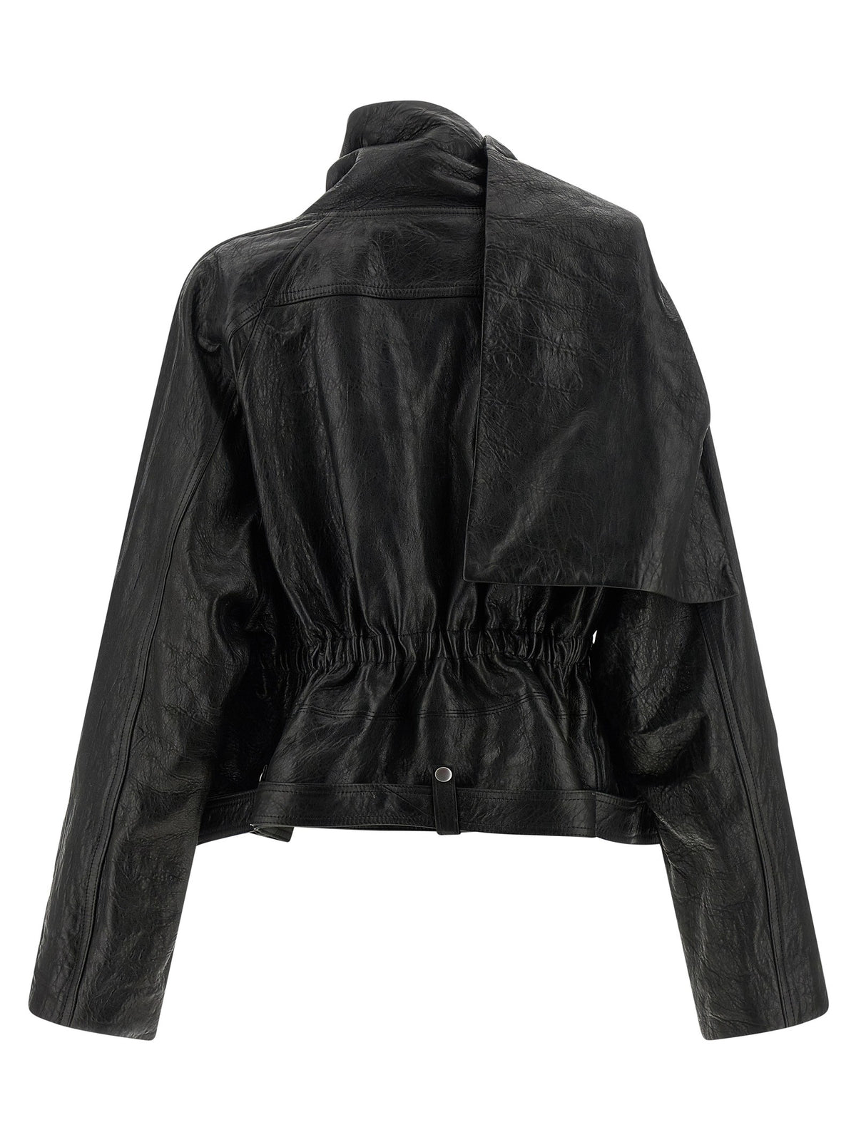 Rick Owens Cropped Scarf Flight Jacket Black, view 3