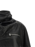Rick Owens Cropped Scarf Flight Jacket Black, view 4