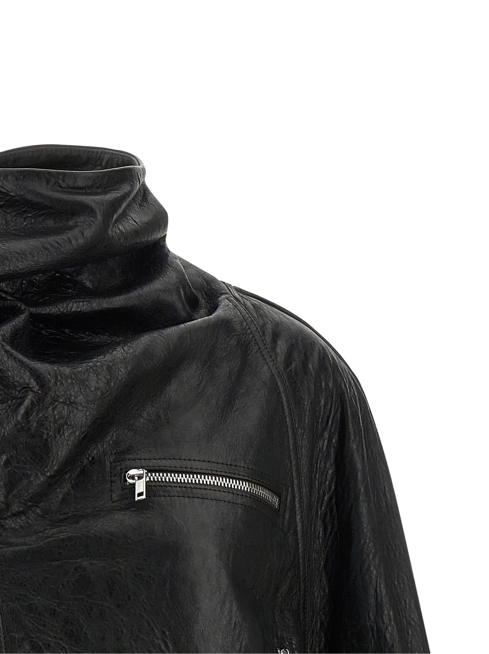Rick Owens Cropped Scarf Flight Jacket Black