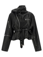Rick Owens Cropped Scarf Flight Jacket Black, view 2