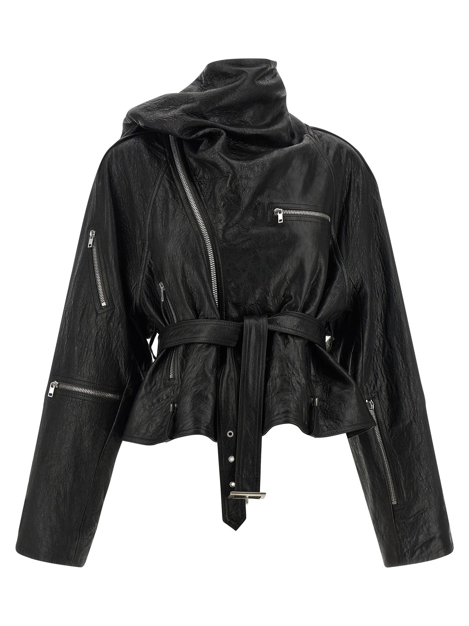 Rick Owens Cropped Scarf Flight Jacket Black