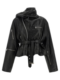 Rick Owens Cropped Scarf Flight Jacket Black