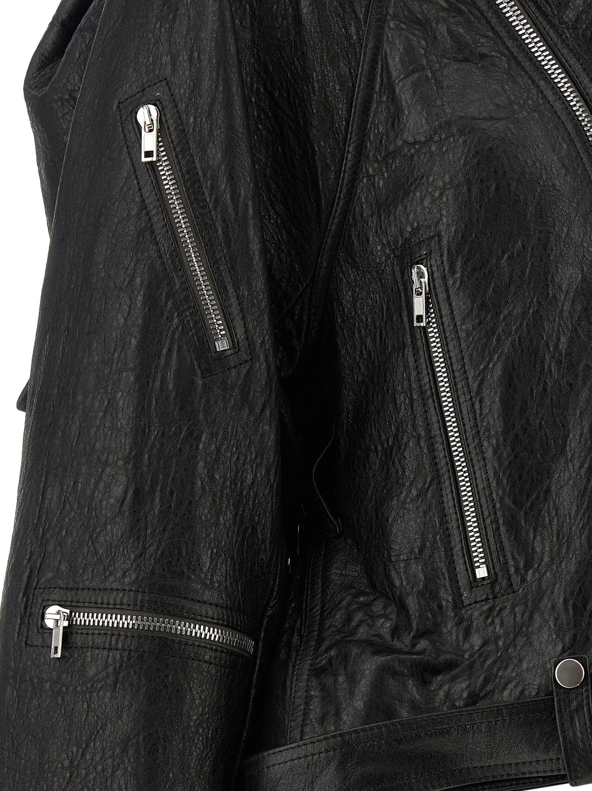 Rick Owens Cropped Scarf Flight Jacket Black, view 5