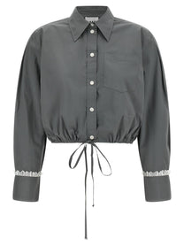 Ganni Cropped Shirt Grey