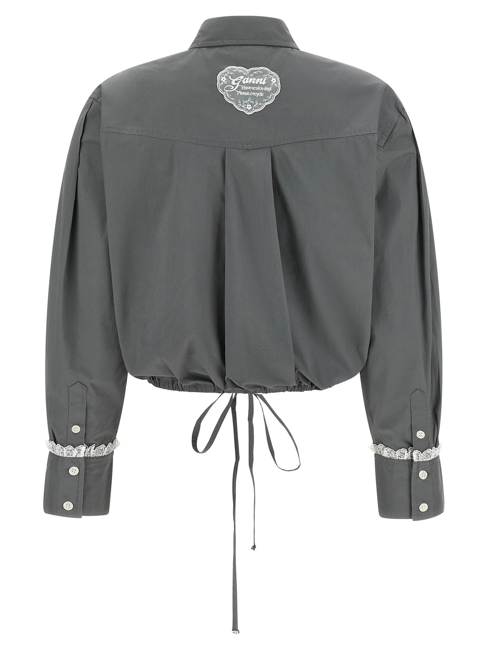 Ganni Cropped Shirt Grey