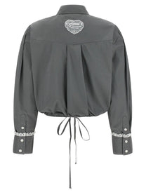 Ganni Cropped Shirt Grey