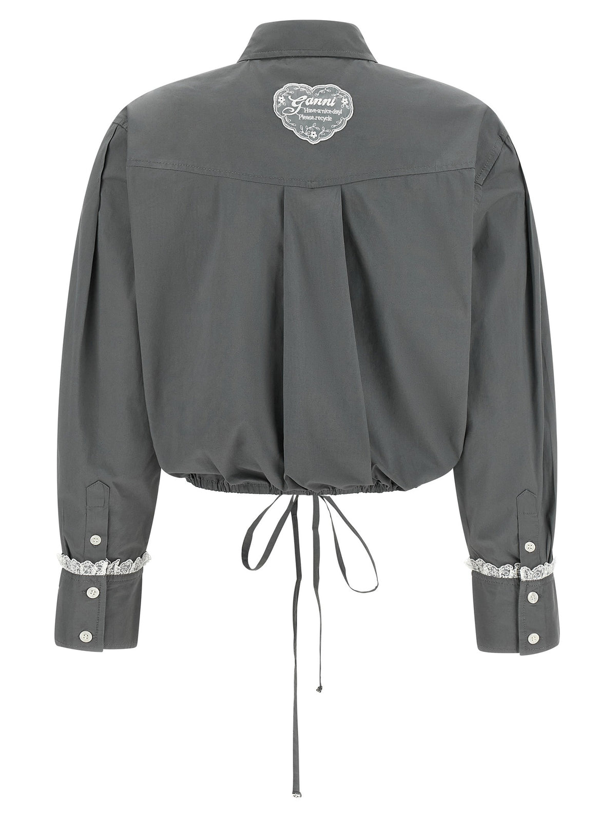 Ganni Cropped Shirt Grey, view 2