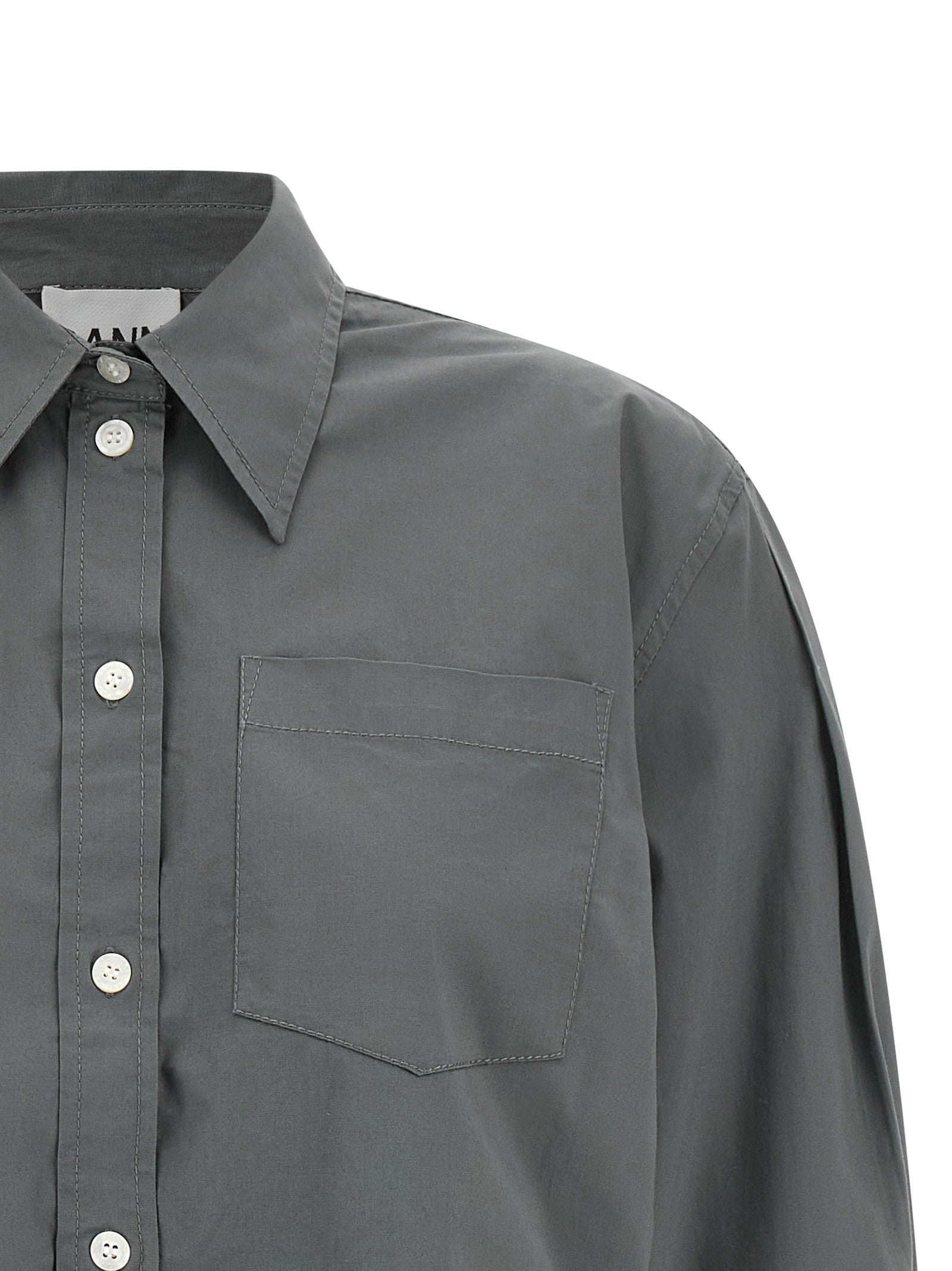 Ganni Cropped Shirt Grey