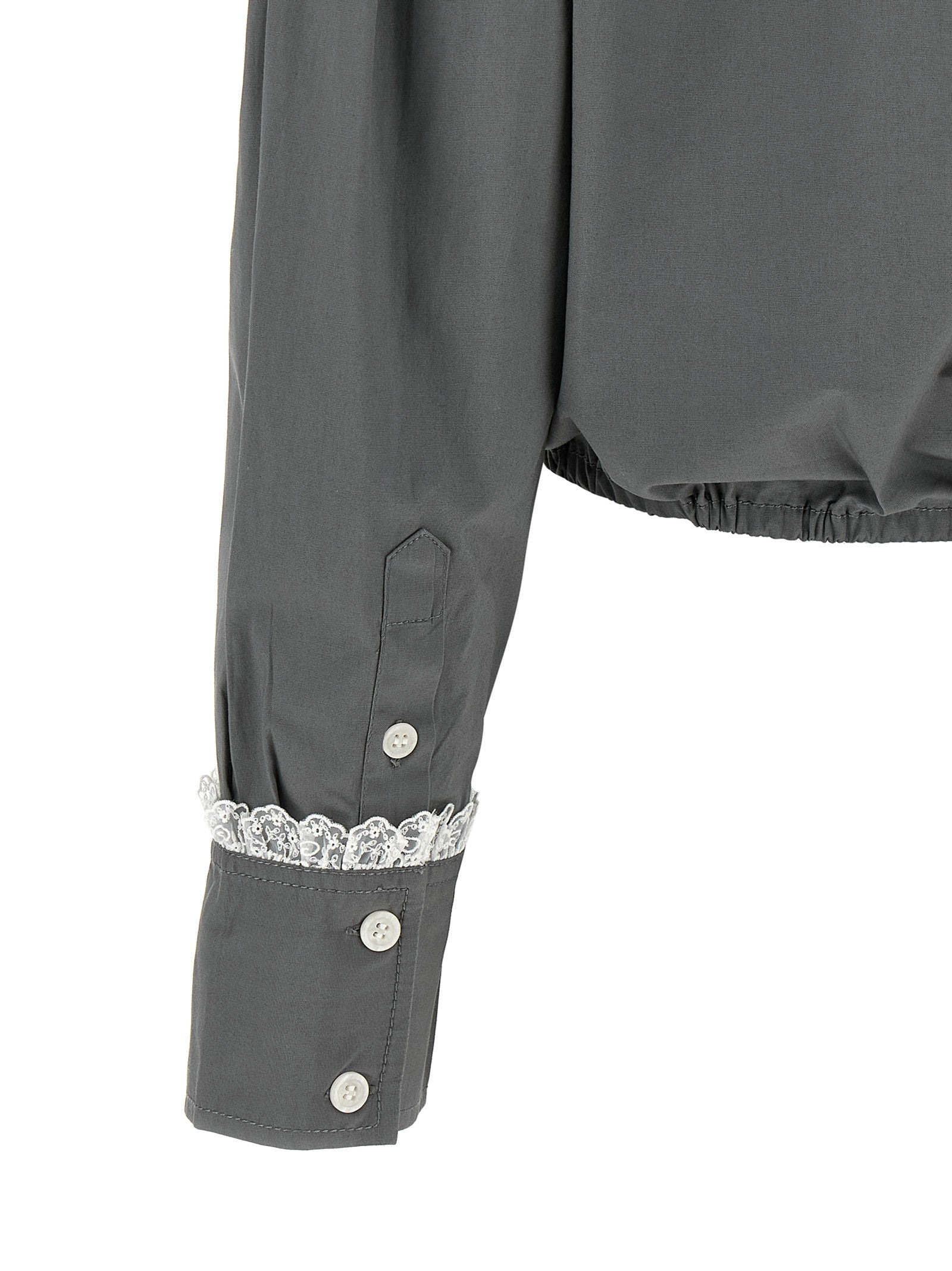 Ganni Cropped Shirt Grey