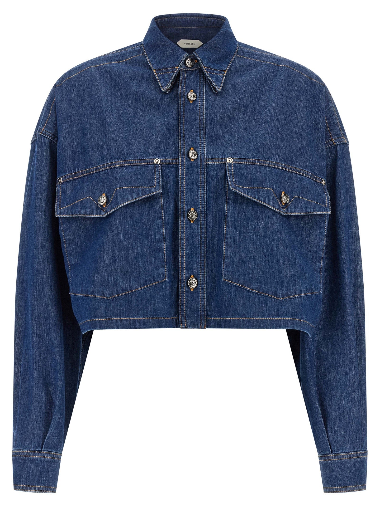 Versace Cropped Shirt Blue