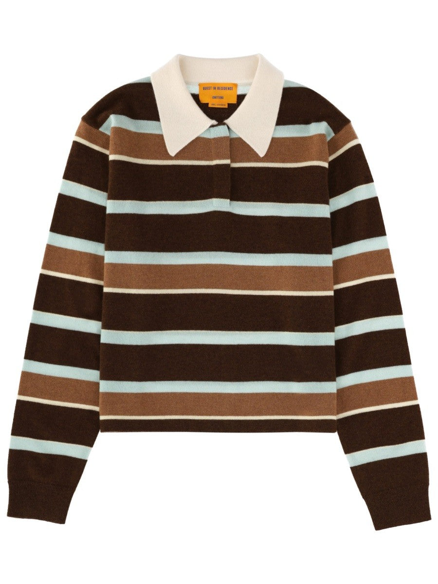 Guest In Residence Women's Cropped Stripe Rugby Polo Shirt Multicolor