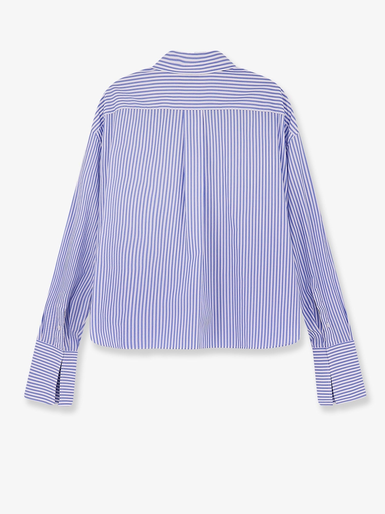 Celine Women's Cropped Striped Cotton Shirt White Celine
