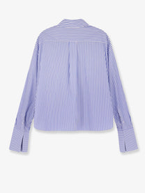 Celine Women's Cropped Striped Cotton Shirt White Celine