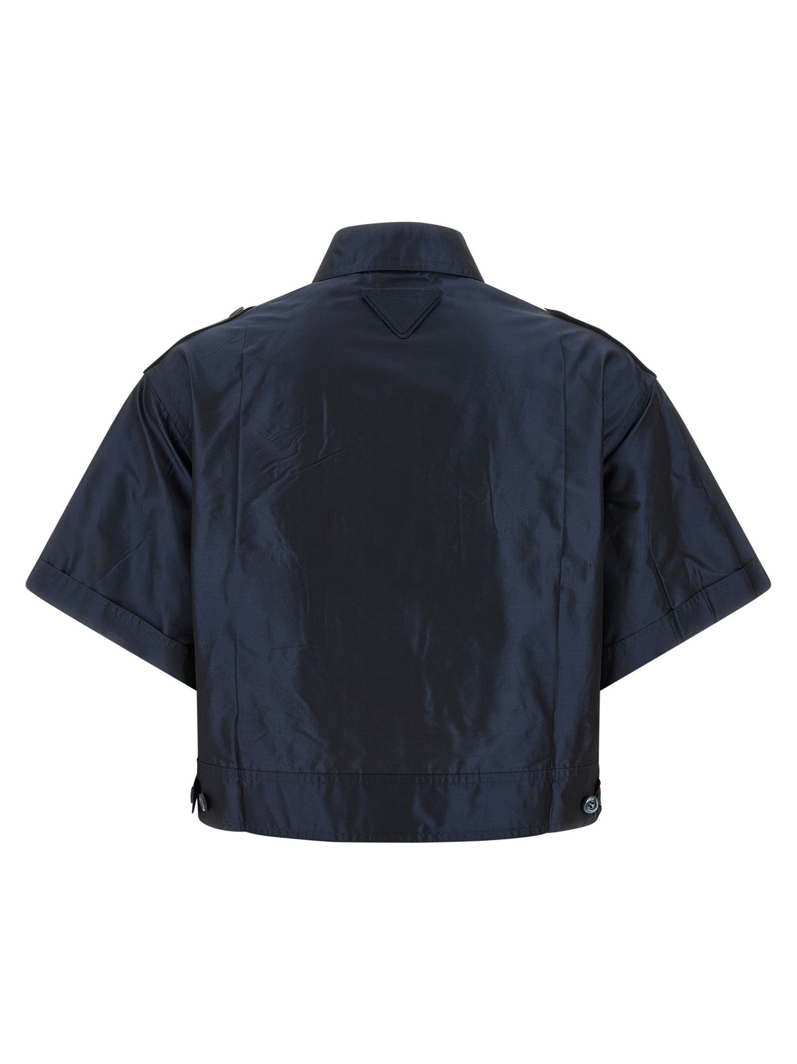 PRADA Cropped Taffeta Shirt Blue