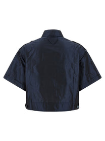 PRADA Cropped Taffeta Shirt Blue