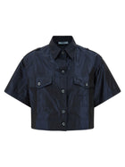 PRADA Cropped Taffeta Shirt Blue