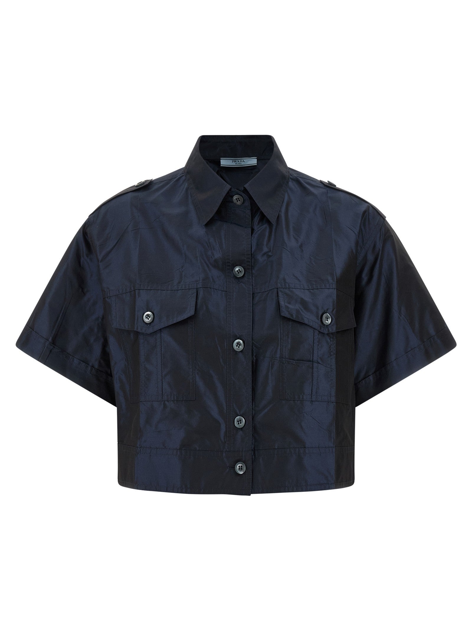 PRADA Cropped Taffeta Shirt Blue