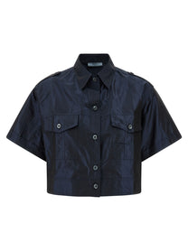 PRADA Cropped Taffeta Shirt Blue