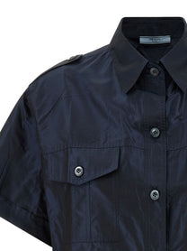 PRADA Cropped Taffeta Shirt Blue