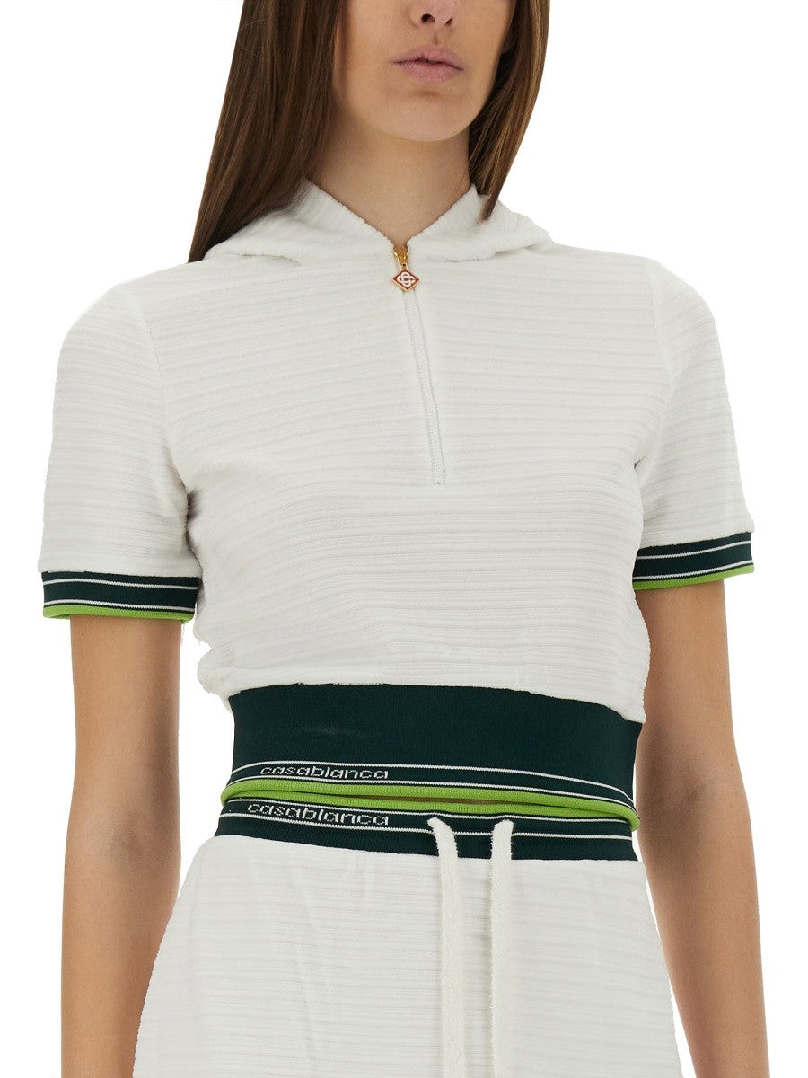 Casablanca Women's Cropped Tennis Shirt White