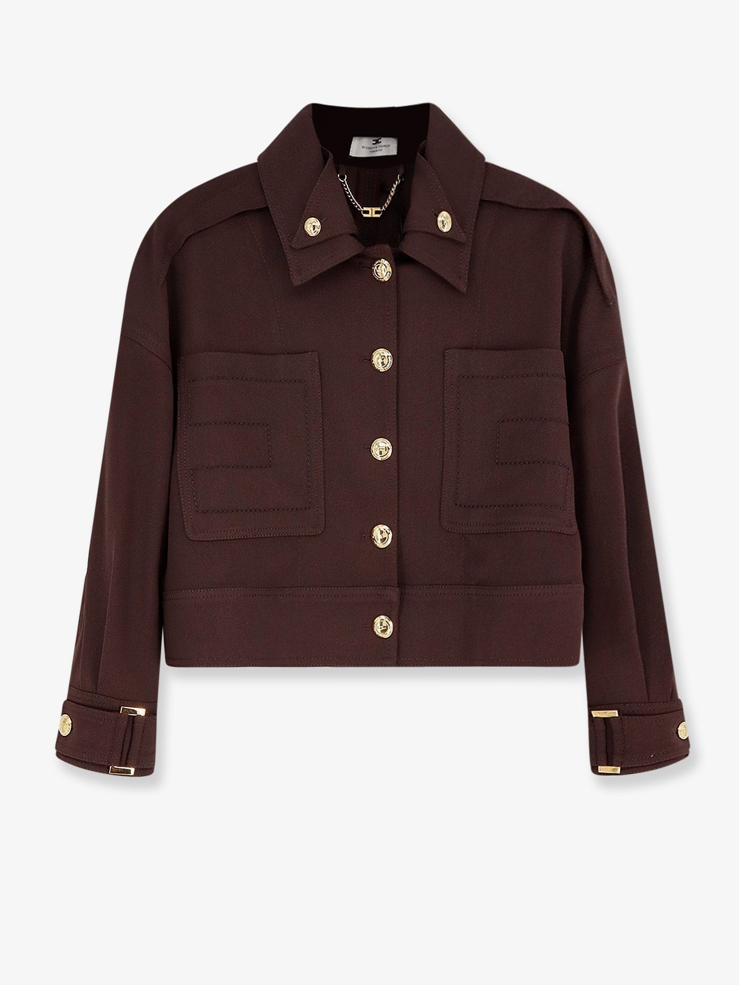 Elisabetta Franchi Women's Cropped Viscose Jacket Brown