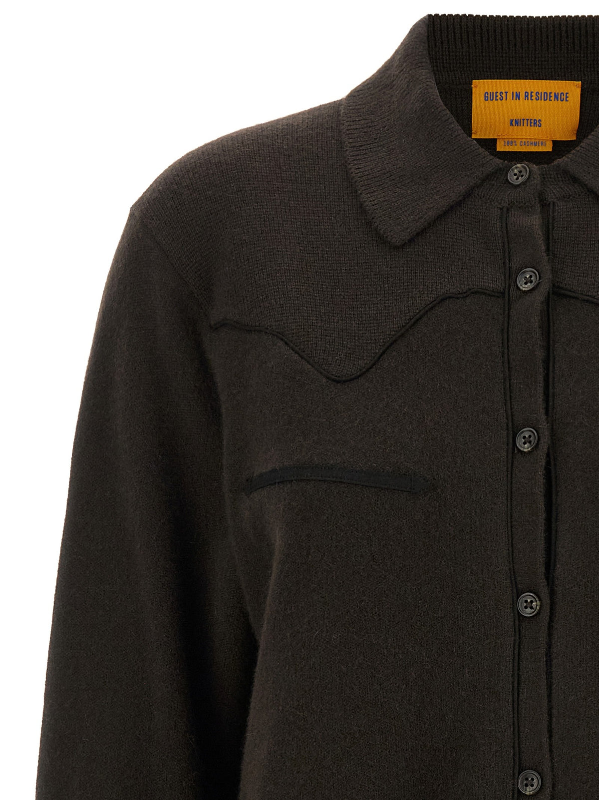 Guest In Residence Cropped Western Shirt Brown, view 3