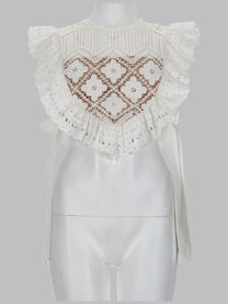 self-portrait Women's Croptop in Crochet Con Inserti in Pizzo White