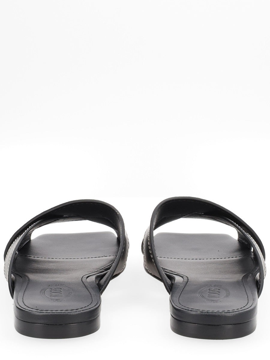 Tod's Women's Cross Strap Sandal Black