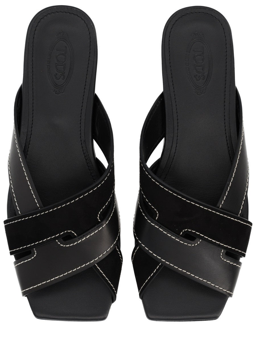 Tod's Women's Cross Strap Sandal Black